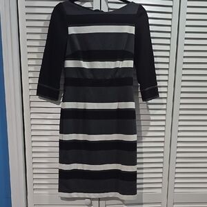 Elegant Black and White Striped Dress